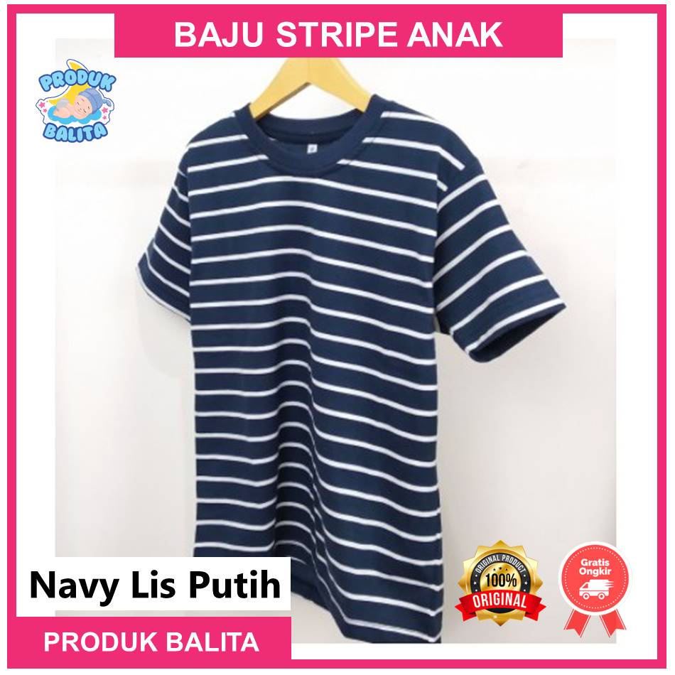 Kaos Anak Stripe  Thirts Salur Garis Garis Kaos Anak Laki-Laki Perempuan Lengan Pendek Catton Combed 30S Terlaris