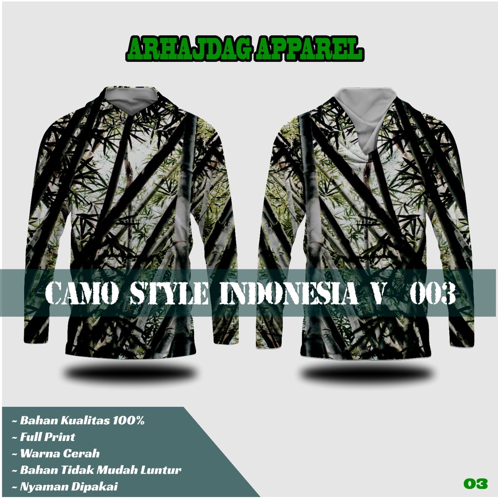 Kaos Baju Sweater Camo Kamuflase Loreng Hunting Berburu Terbaru