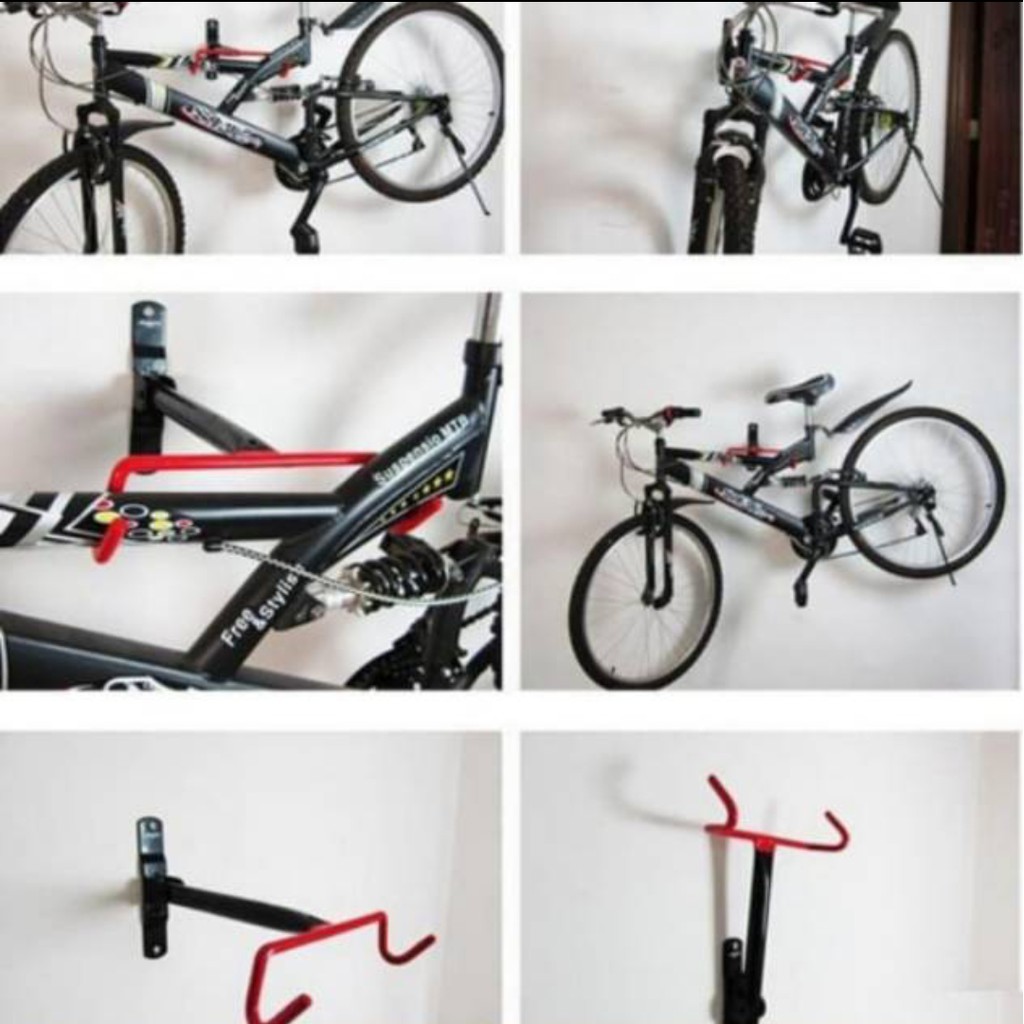 MERAH Gantungan SEPEDA di Tembok dinding Bike Wall Hanger Import Lipat