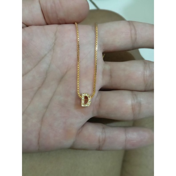 Kalung huruf/inisial A sampai z  xuping wanita berlapis emas dengan mata zircon uk45cm.