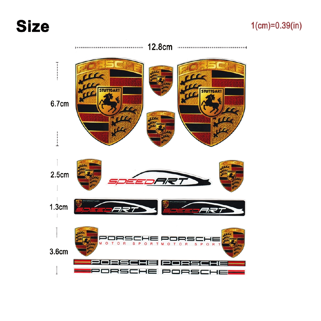 1set Porsche Badge Reflektif Helm Sepeda Stiker Body Mobil DIY Vinyl Kualitas Tinggi Modifikasi Decal