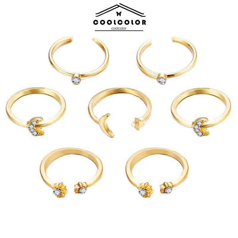 COD Cincin Starburst 7PCS Cincin Knuckle Pernikahan Wanita Vintage Kreatif- cl