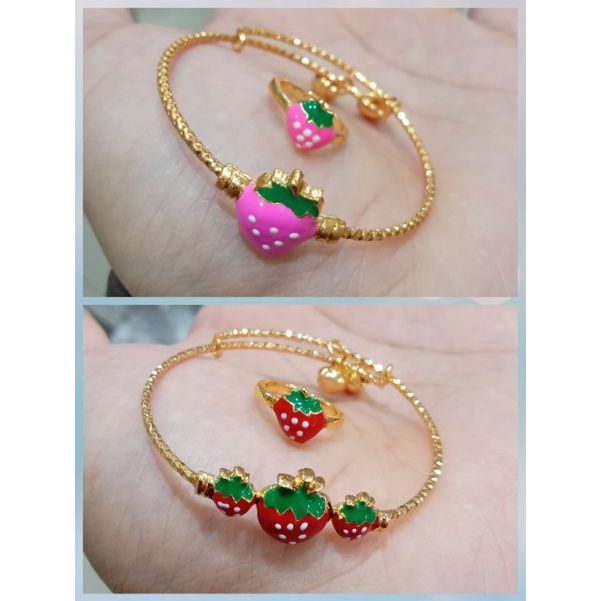 XAL-SET GELANG CINCIN STRAWBERRY ANAK XUPING