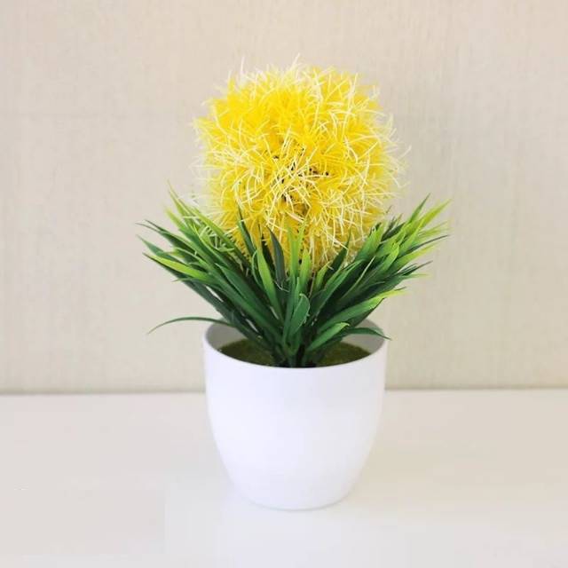 Bundara.id Pr-635  ( Size 25x16 ) Bunga hias + pot cantik bonsai bulat import