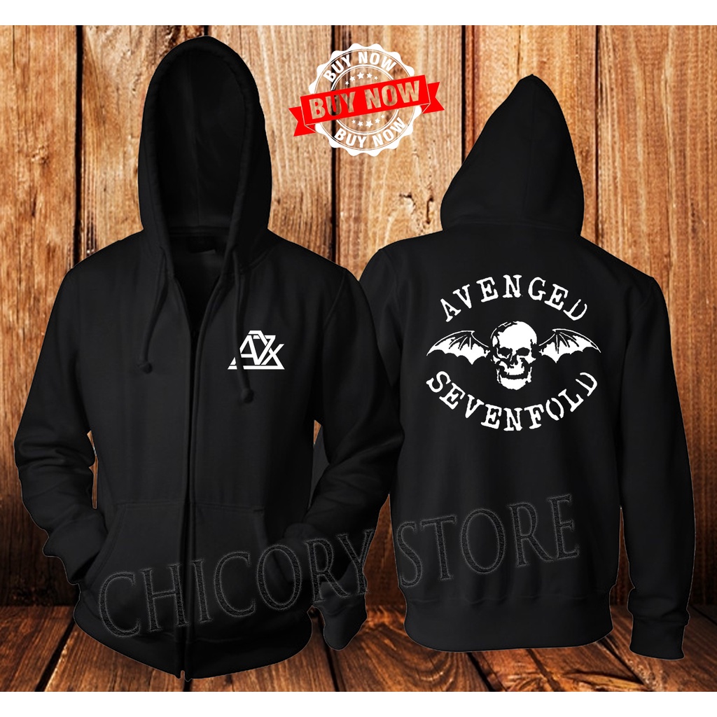 Jaket Sweater Hoodie Zipper AVENGED SEVENFOLD Keren Pria & Wanita AVENGED SEVENFOLD