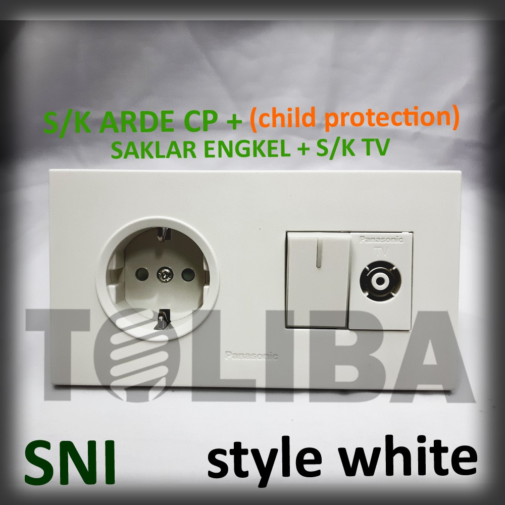 stopkontak arde cp + s/k tv + saklar engkel minimalis style white ib panasonic sni