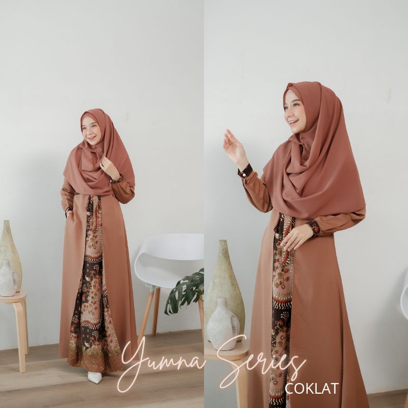 Gamis Rafa Yumna Batik Dress Varian Mauve Coklat