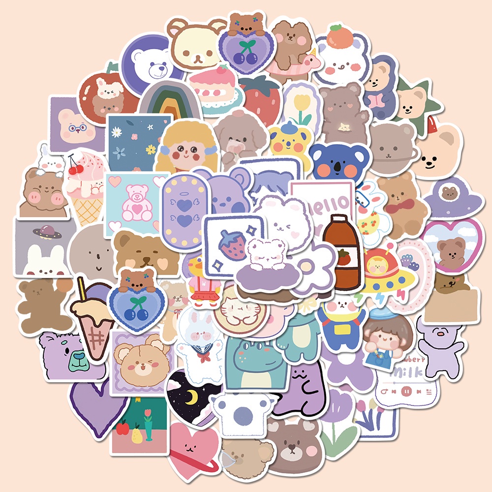 90pcs / Pak Stiker Label Desain Beruang Kecil Lucu Gaya Korea Untuk Dekorasi Scrapbook