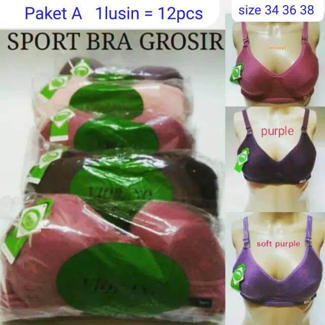 GROSIR 1lusin Paket A Sport Bra Viorano Hanna 12pcs size 34 / 40 BH Wanita Lusinan Murah