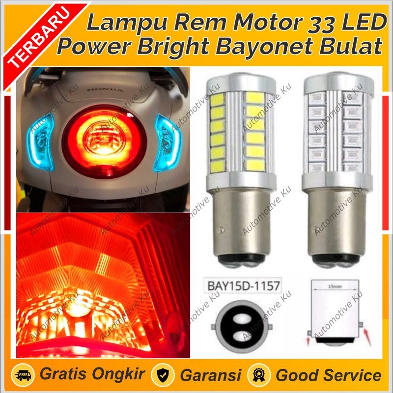 LAMPU REM MOTOR LED 33 MATA CANBUS NO ERROR NON KEDIP SUPRA KHARISMA REVO BLADE JUPITER MIO BEAT VEG