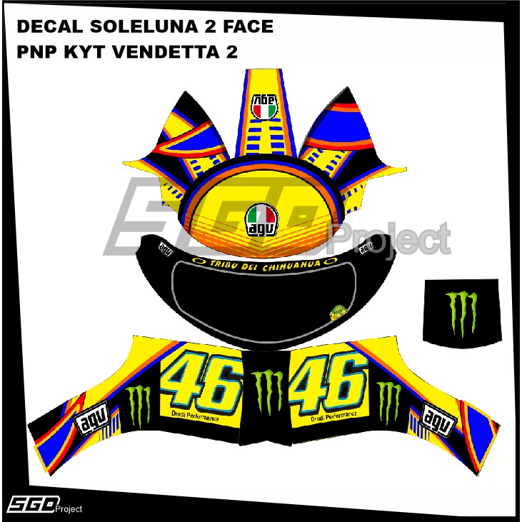 Stiker Decal Helm Motif Soleluna Double Face PNP KYT Vendetta 2