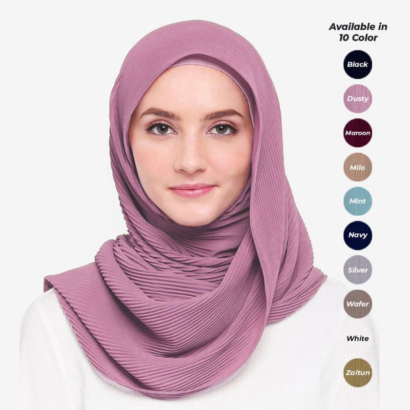 Pashmina Plisket Lidi Polos Tanpa Lipatan/Kerudung plisket/hijab plisket-2