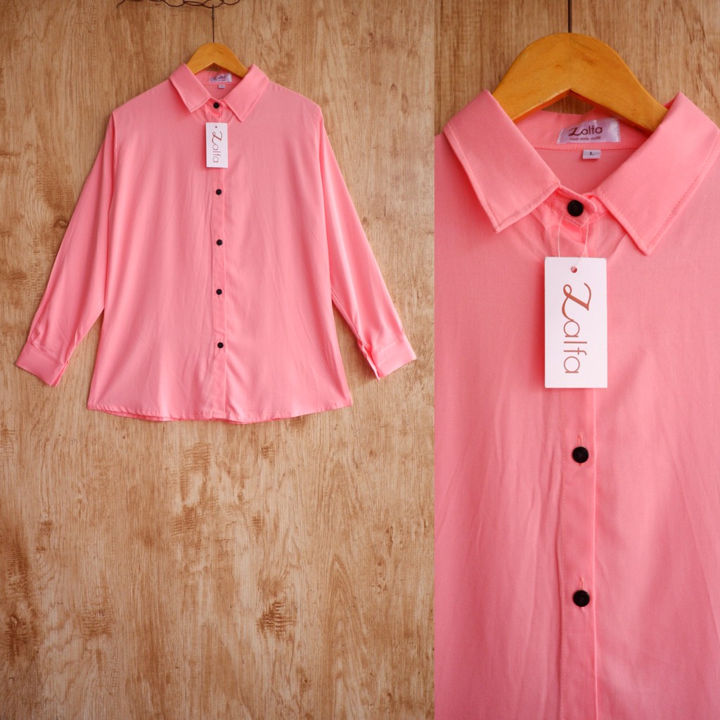 BASIC rayon kemeja by ZALFA OUTFIT-Peach (R.Twill)