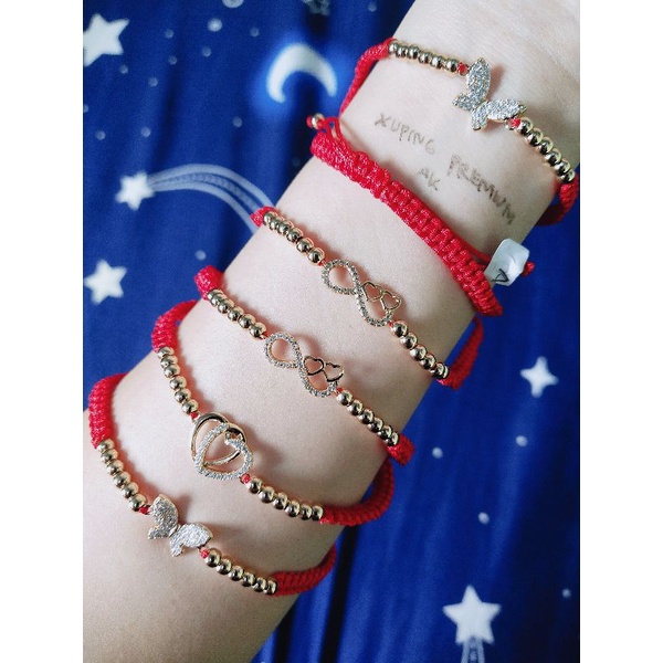 Gelang Tali Merah Replika Emas Asli Ringan dan Super Awet ALLSIZE