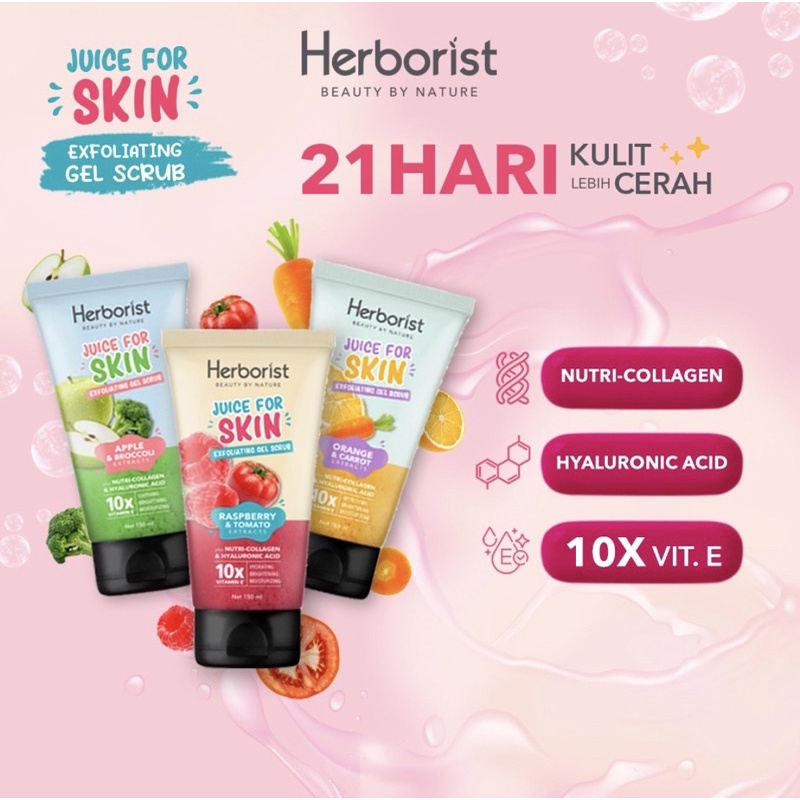 HERBORIST - Juice For Skin Body Serum Exfoliating Gel Face Scrub Lotion Pemutih Pencerah Badan Wajah Ampuh Aman Viral BPOM