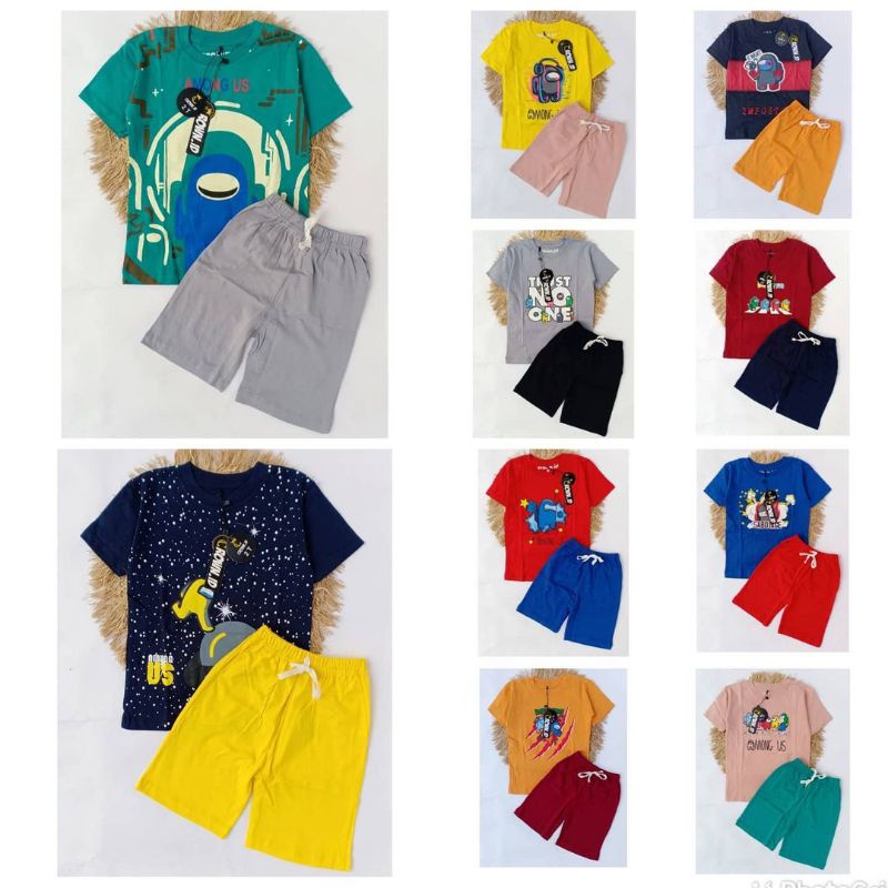BAJU AMONG US baju anak laki laki setelan anak crown.id 2-10T