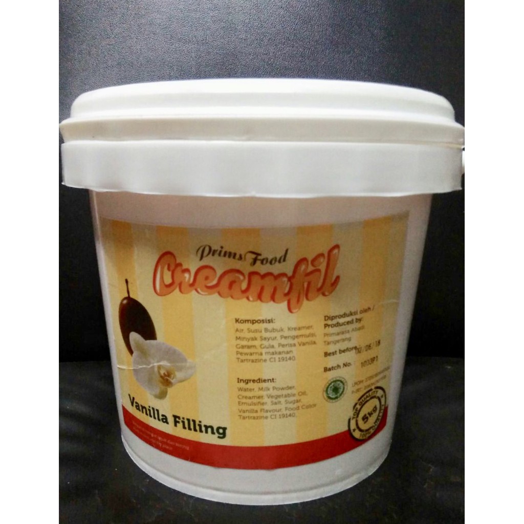 CREAMFIL VANILLA 5 KG OLESAN SELAI FLA ROTI KUE ISIAN HALAL BPOM