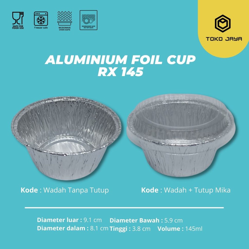 ALUMINIUM FOIL CUP RX 145 + TUTUP / ALUMUNIUM FOIL TRAY / READY STOCK