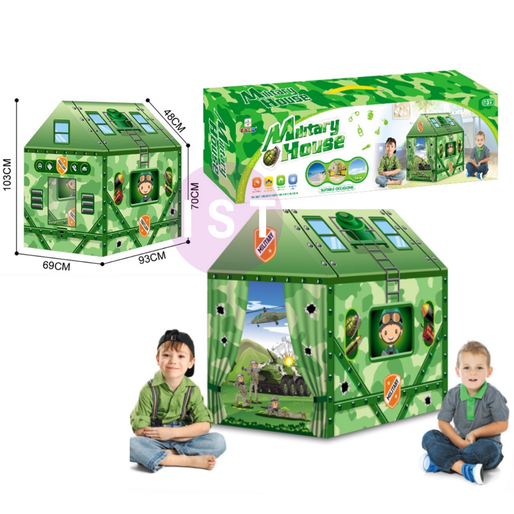 MWN Play Tent Indoor Outdoor Military House 995-7070C - Tenda Rumah Anak