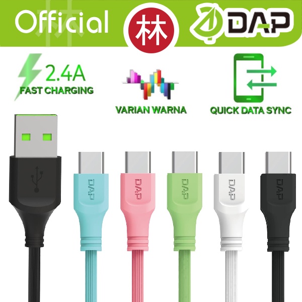 DAP D-B01T Data Cable Type-C 2.4A Fast Charging 100cm 1 PACK Isi 25 pc