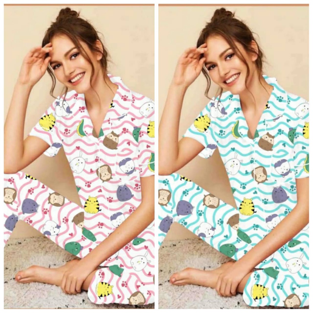 PEPOY SHOP Setelan Piyama Baju Tidur CP  LD 104  CM DEWASA Motif Good Quality.-1