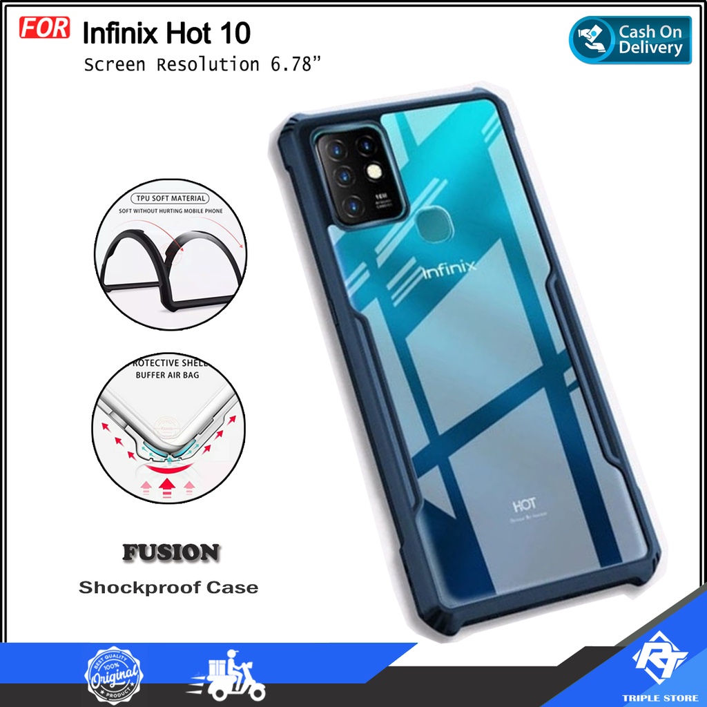 Case Infinix Hot 10 Soft Hard TPU HD Transparent Casing Cover