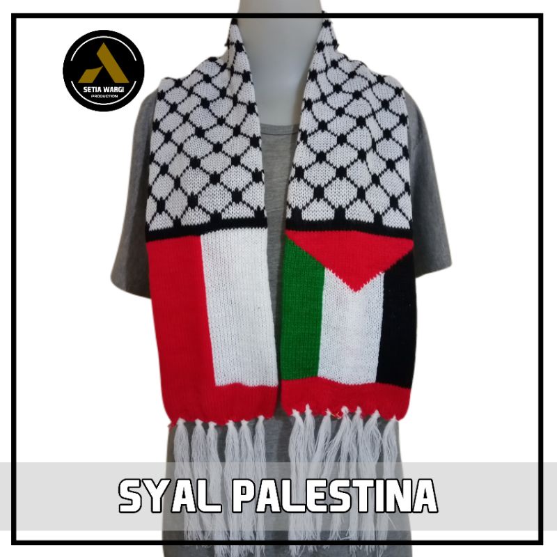 SYAL PALESTINA rajut manual/murah/depan belakang ORIGINAL