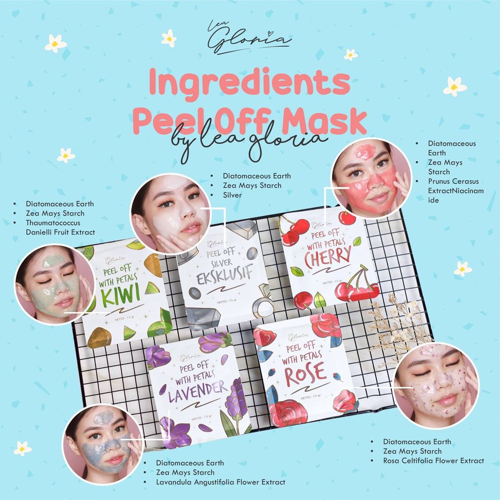 MASKER WAJAH PEEL OFF WITH PETALS BY LEA GLORIA