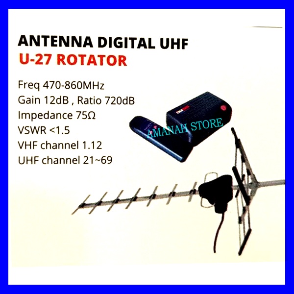 terlaris Antena TV rotator Outdoor Digital TANAKA U-27 rotate TV KABEL 15m berkualitas