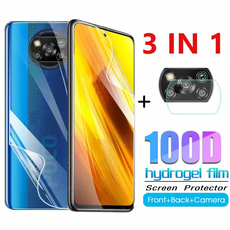 Hydrogel 3in1 POCO X3 Anti Gores Hydrogel Depan Belakang Anti Gores Lens Camera POCO X3