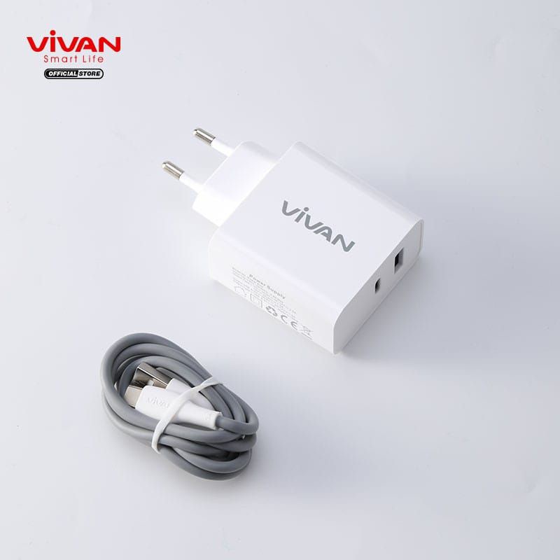 (VIVAN 30W) CHARGER DUAL USB PD 3.0 QUICK CHARGE 3A KABEL TYPE C USB CHARGE BLITZ By Vivan product