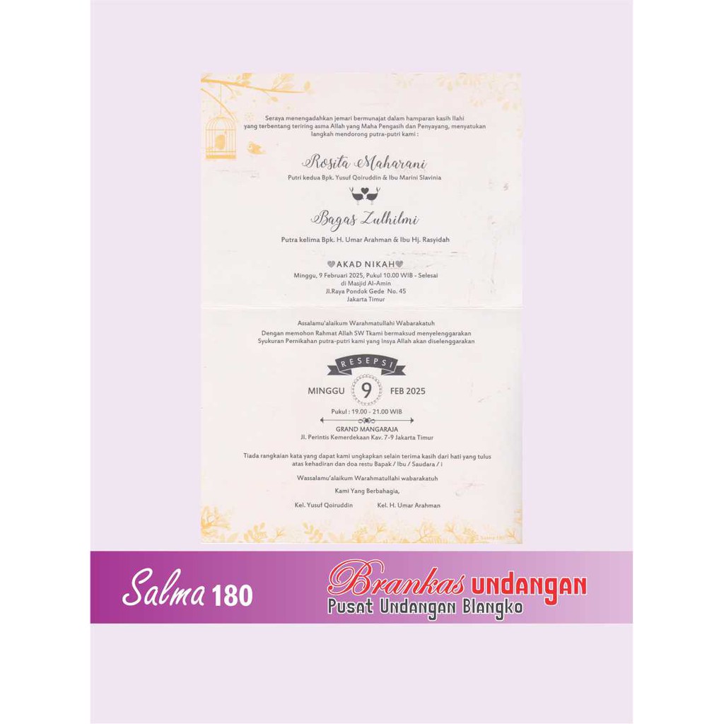 Blangko Undangan Salma 180 Isi 100lbr