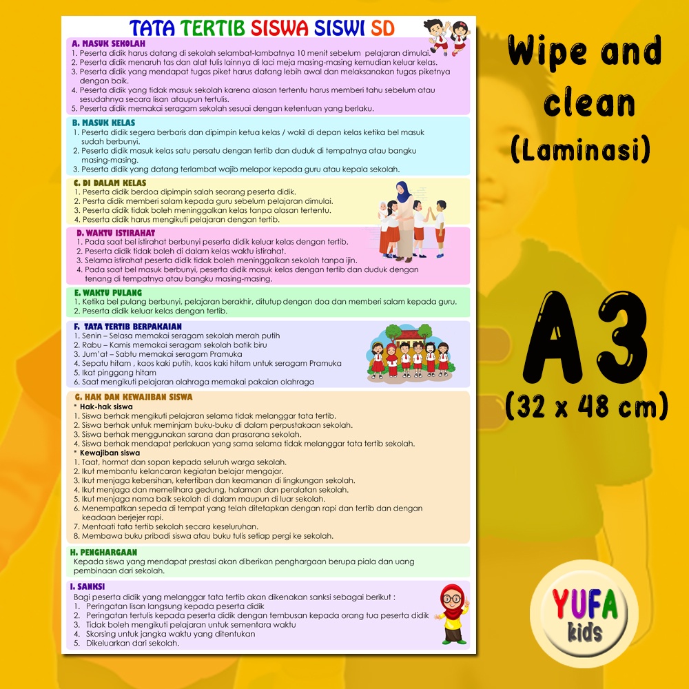 Jual 137 Poster peraturan tata tertib di sekolah SD - Poster Edukasi