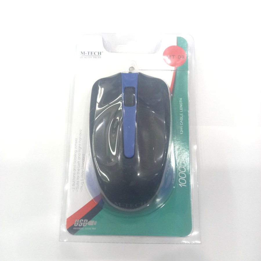 M-Tech Original Mouse Kabel USB MT-03 for Komputer PC Laptop Android