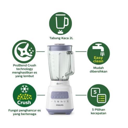 Philips Blender Plastik 2L HR 2221 Blender Philips Terbaru Plastik HR2221 2 Liter Original Garansi Resmi