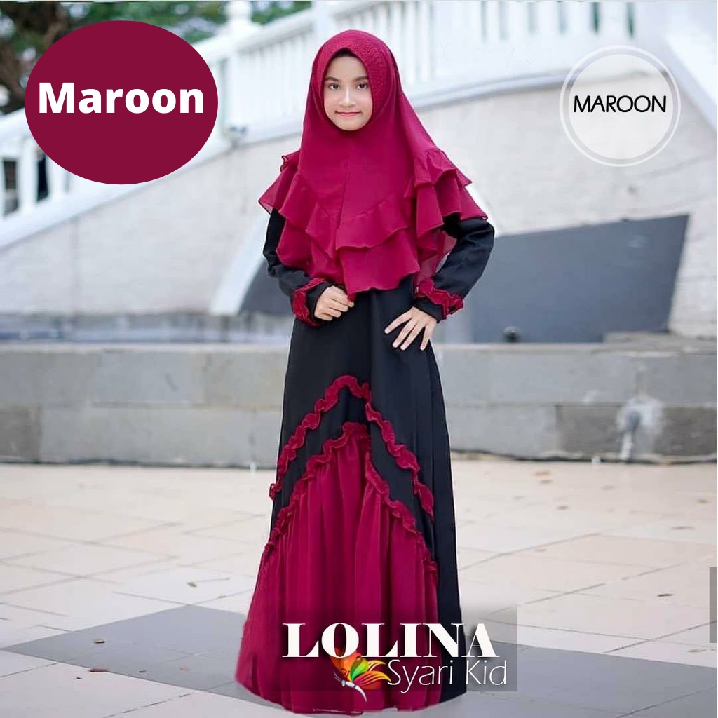 Gamis anak LOLINA Kids Syari | Gamis anak terbaru untuk anak usia 8 - 15 tahun Size XL , XXL, 3XL | By Hizbiya