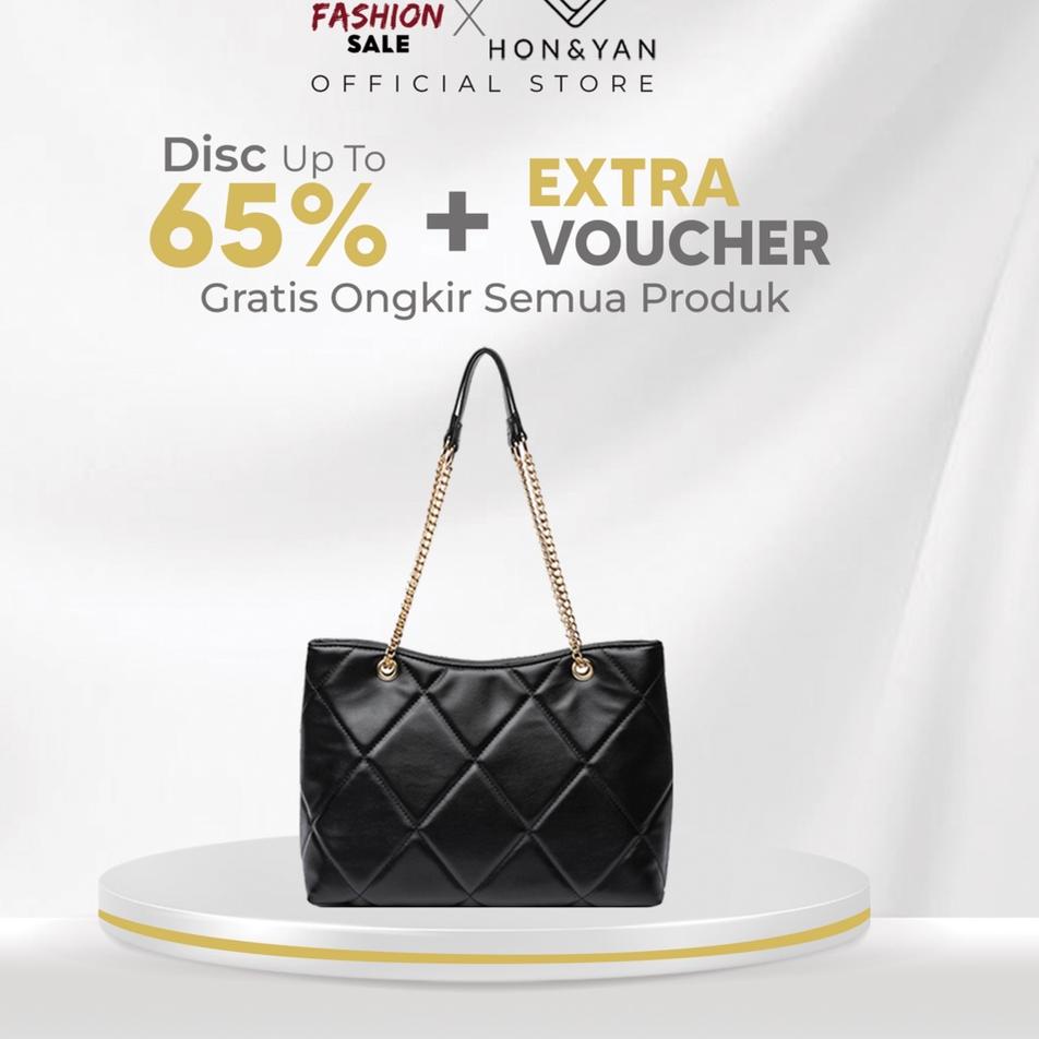 LANGSUNG KIRIM.. [HONYAN] Tas Tote Bag Wanita Import Tas Selempang Shoulder Wanita Tali Rantai - Jen