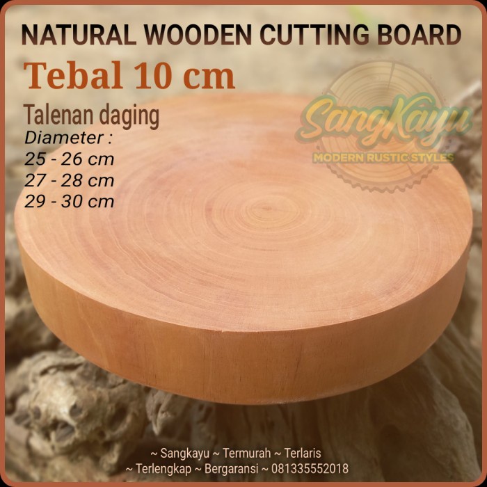 Talenan daging besar tebal 10 cm talenan kayu bulat talenan besar kayu