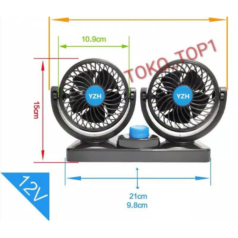 Kipas Mobil Ganda 12V/ 24v Double Fan Car Port 12V