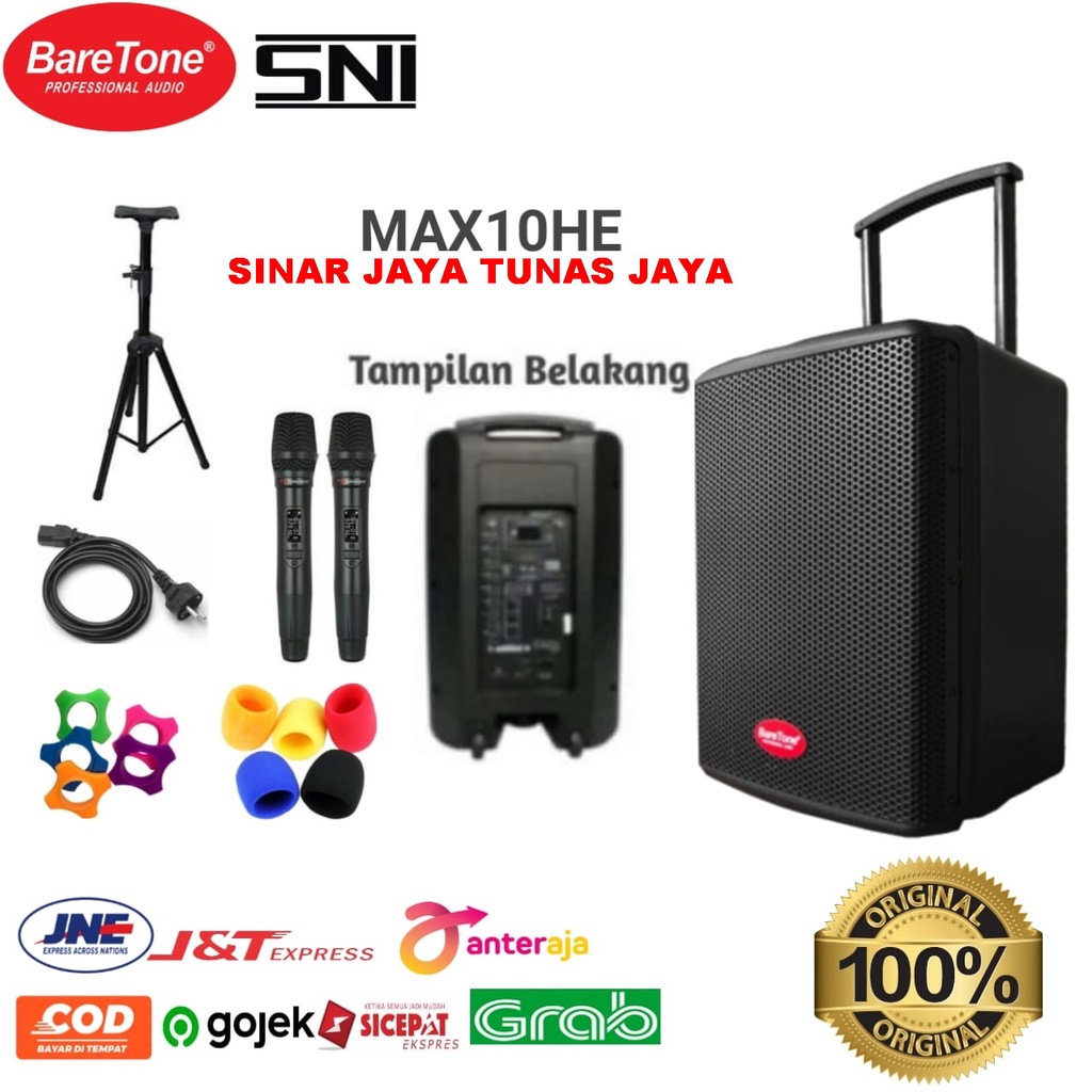 Speaker Portable Meeting Wireless Baretone MAX10HE Original 10 inch TWS BLUETOOTH ORIGINAL BARETONE MAX 10 HE