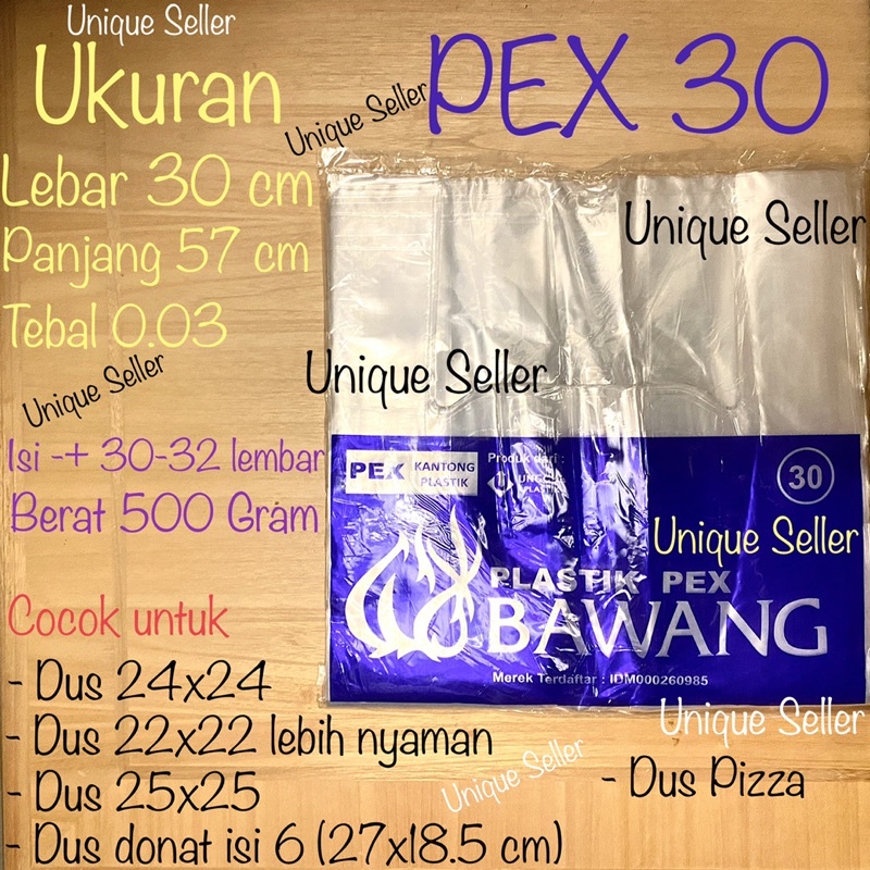 Kresek Bening PE PEX Uk 30 35 BAWANG / Kantong Plastik Bening Transparan PE PEX 30 35 merk Bawang / Kantong Kresek Bening 30x57 35x63