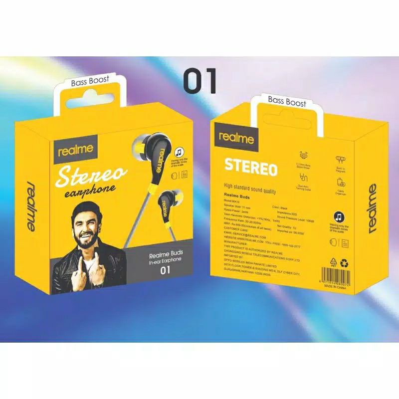 Hf headset realme 01 stereo bass boost suara bagus