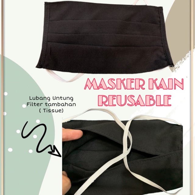 Masker Kain Reusable 3 Ply/Bisa Dicuci Bahan Mochi