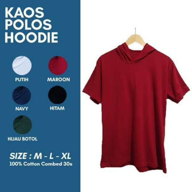 Kaos Kupluk Pria Wanita - Hoodie Lengan Pendek Polos Hoodie Polos - Kaos Kupluk All Size L