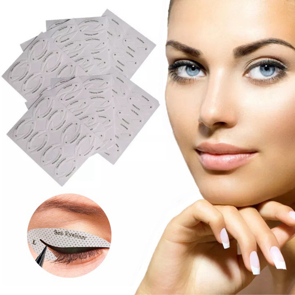 4pcs / Set Stiker Template Eyeshadow / Eyeliner DIY Untuk Pemula