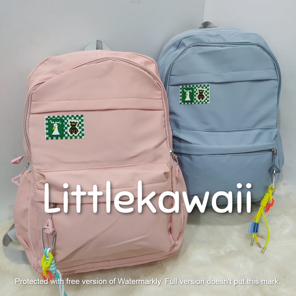 LK/Tas Ransel Laptop Backpack Parasut Sekolah Fashion Anak Remaja Be Cool Gantungan Import