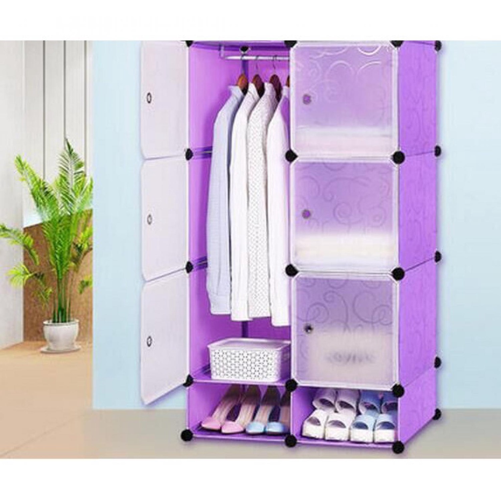TD-DA1 TaffHOME Lemari Baju Plastik DIY 6 Pintu - LBXJ019