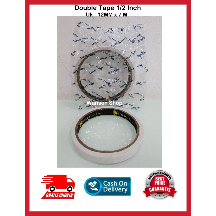 

DOUBLE TAPE 1/2 INCH 12MM X 7 METER / DOUBLE TAPE SETENGAH INCH