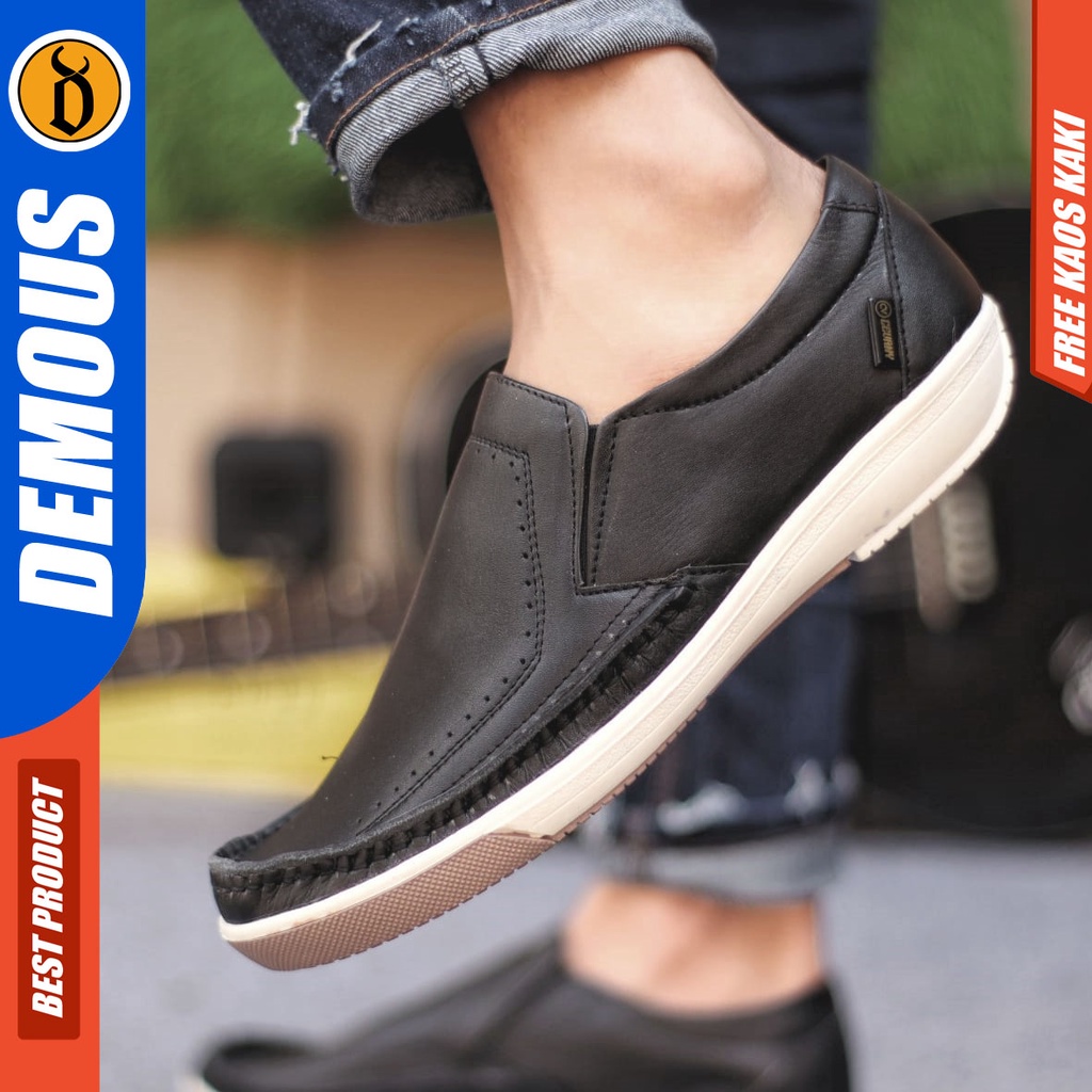 DEMOUS SANDRO Sepatu Pria Casual Kulit Asli Kasual Slip On