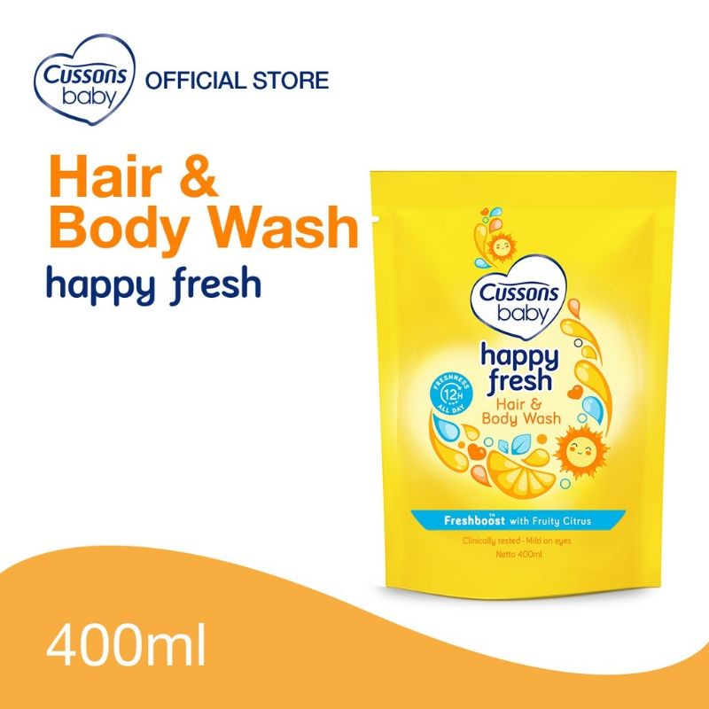 Cussons Baby Happy Fresh Hair &amp; Body Wash - Cussons Sabun Shampo Bayi Kemasan Isi Ulang 400ml